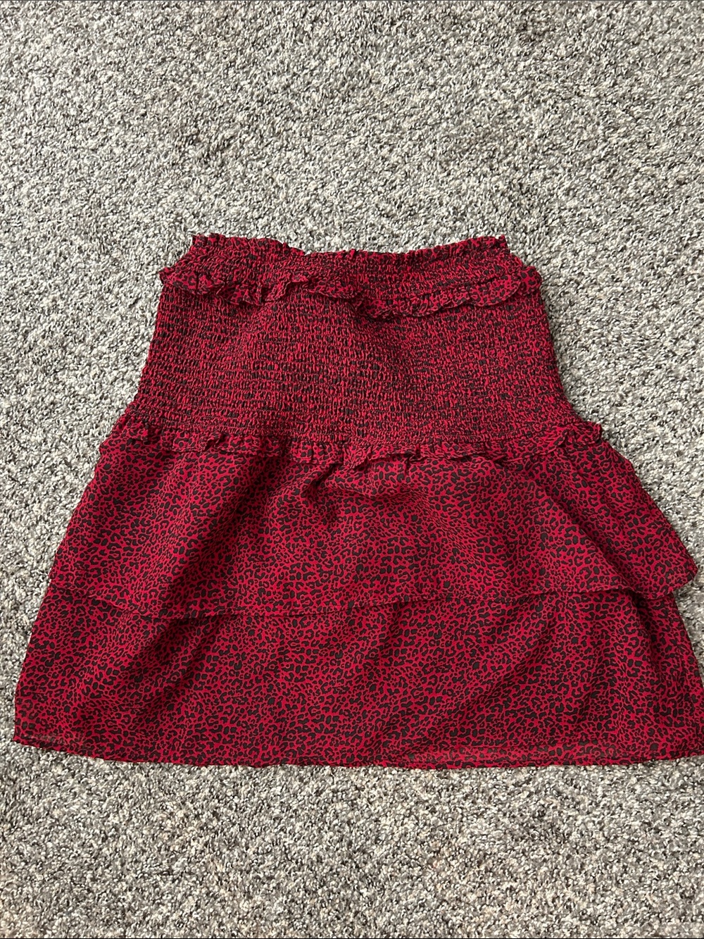 Dorothy Perkins - Red Leopard Print Smocked Ruffle Skirt